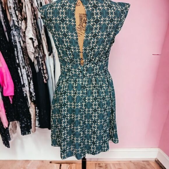 Forever 21 Exclusive Teal Floral Print Dress Size M - Picture 4 of 6
